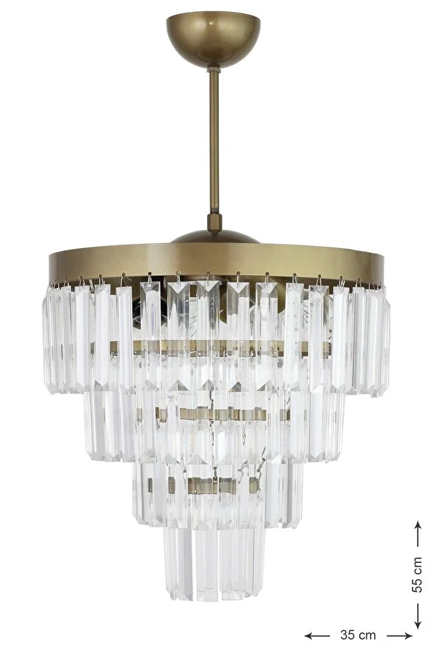 Linsa 35 Cm'lik Kristal Cam Taşlı Lüks Avize - (ESKİTME RENK)